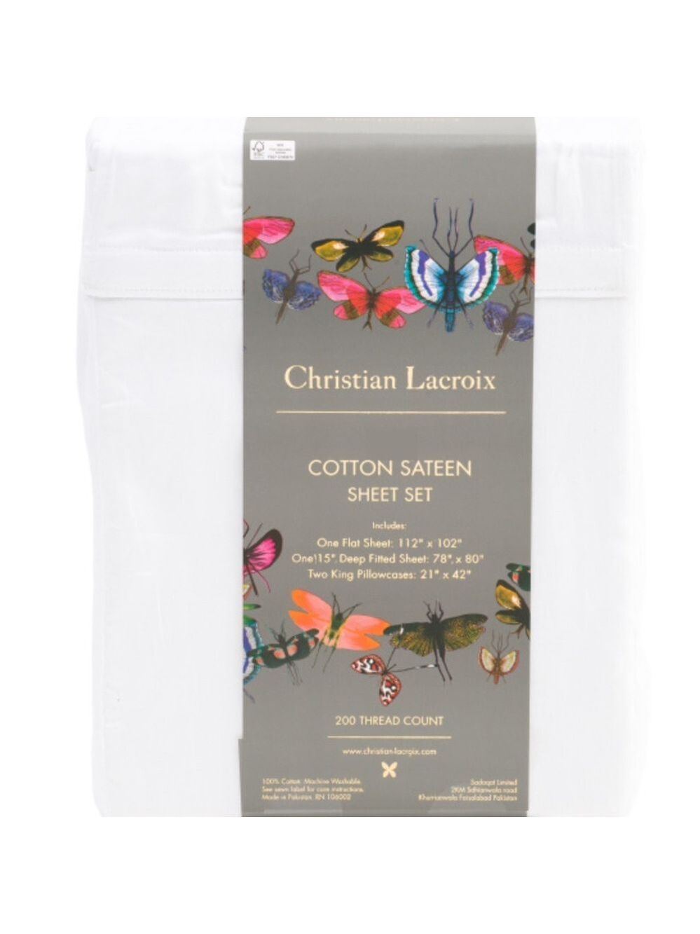 Christian Lacroix Cotton Sateen Queen Sheet Set 200 ct New